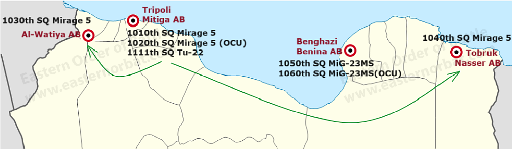 Libyan Mirage 5 operations in the second half of the 1970s Map