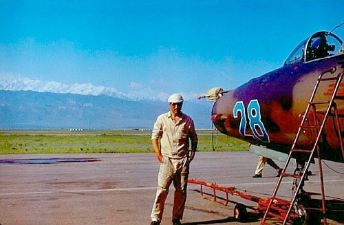 Soviet MiG-21UM at Kant airport in 1985