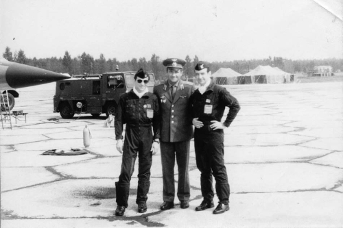 France delegation with Dassault Mirage F-1C fighter at the Soviet Kubinka airport