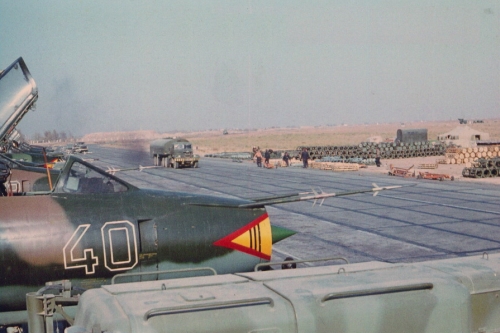 302nd Fighter-Bomber Aviation Regiment Su-17M4 Fitter-K  at Kokaydy airbase close to the Afghan border
