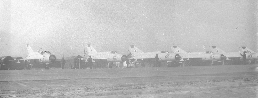 Soviet 27th Guard Fighter Air Regiment's factory new MiG-21bis Fishbed-L in 1521st Training Center in Mary-1 air base. in 1976 Photo: Zulkaraev Rafat collection