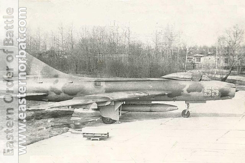 Soviet 305th Fighter-Bomber Air Regiment Su-7BMK Fitter-A export version at Postavy