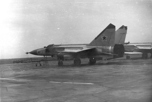 Soviet MiG-25P Foxbat-A interceptors at Nasosnaya airport close to Baku city in the seventies