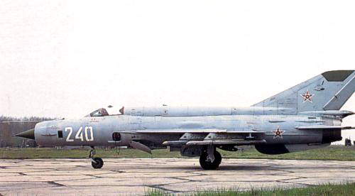 Bulgarian Air Force 19th Fighter Air Regiment MiG-21bis Fishbed-N at Graf Ignatievo grey color. Photo: Christian Boisselon collection.