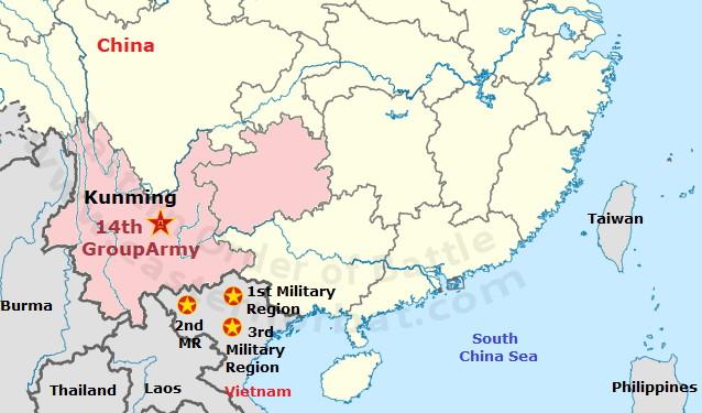 Chinese Kunming Military Region 5th Air Corps in the eighties map