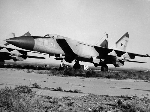 Former Soviet 18th Air Defense Training Center's MiG-25 ‘Foxbat’ interceptor at the Yangadzha airport in 1991