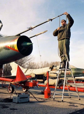 Hungarian Su-22M3 Fitter-J reconnaissance-bomber type at Taszár air base in eighteen.