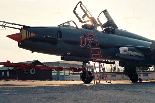 Hungarian Su-22UM3 Fitter-G reconnaissance-bomber trainer type at Taszár air base in eighteen.