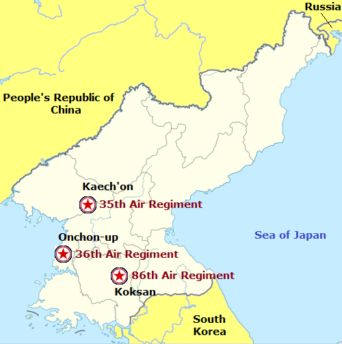 North Korean MiG-19 Shenyang F-6 map