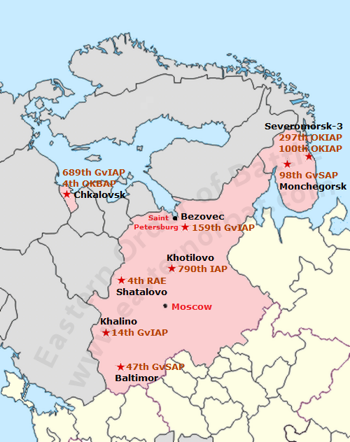 Russian Air Force Western Military District order of battle map