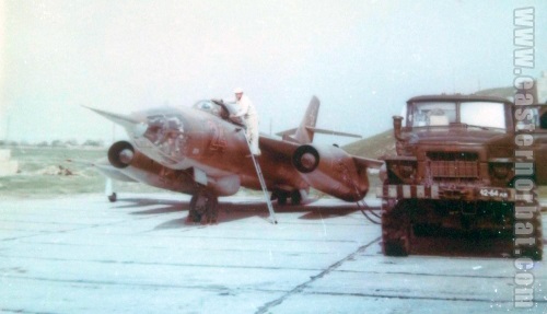 USSR Yak-28R Brewer-D reconnaissance aircraft at Khanabad - Karshi airport in the eighties