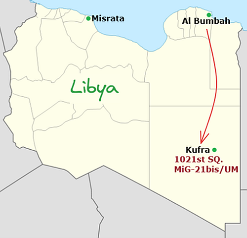 Libyan MiG-21bis from Al-Bombah to Kufra airport