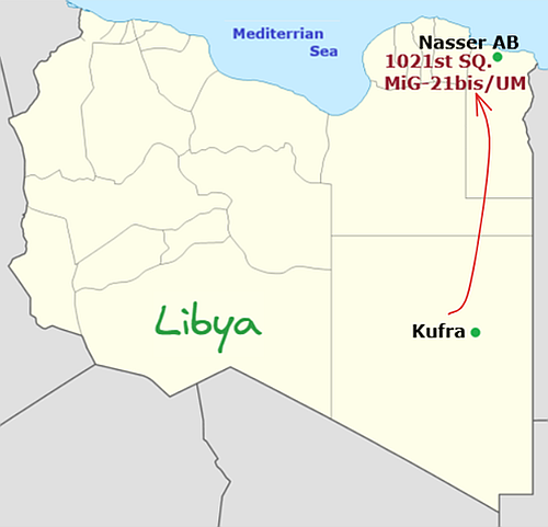 Libyan MiG-21bis from Kufra airport to Nasser Tobruk airbase in 1990