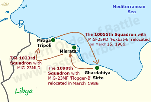 Libyan Air Force fighter squadrons relocation in 1986