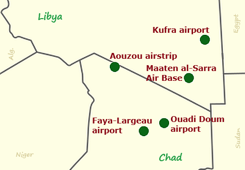 Libyan Su-22 ‘Fitter’ reconnaissance-bomber aircraft flew missions from the following airfields in south Libya and northern Chad in the eighties. Libyan Su-22 ‘Fitter’ reconnaissance-bomber aircraft flew missions from the following airfields in south Libya and northern Chad in the eighties.