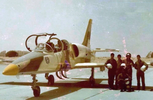 Sirte Air High School’s cadets and Czechoslovakian instructor with their L-39ZO Albtros trainer aircraft at Ghardabiya airbase in the early eighties Sirte Air High School’s cadets and Czechoslovakian instructor with their L-39ZO Albtros trainer aircraft at Ghardabiya airbase in the early eighties