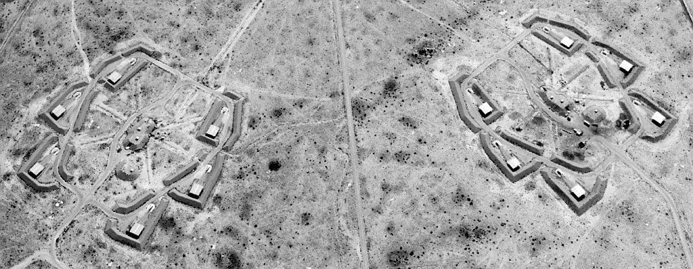 The first Libyan S-200VE Vega-E long-range, high-altitude surface-to-air missile system's two firing positions in South of Sirte city.