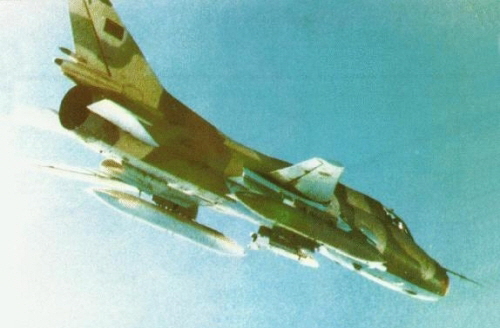 Air Defence patrol over Gulf of Sidra - Libyan 1022rd Air Squadron’s Su-22M (S-52K) ‘Fitter’ with the obsolete R-3S missile in 1981. Photo: US NAVY Air Defence patrol over Gulf of Sidra - Libyan 1022rd Air Squadron’s Su-22M (S-52K) ‘Fitter’ with the obsolete R-3S missile in 1981. Photo: US NAVY