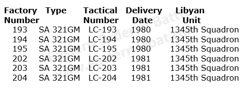 Libyan SA 321GM Super Frelon serials Libyan SA 321GM Super Frelon serials