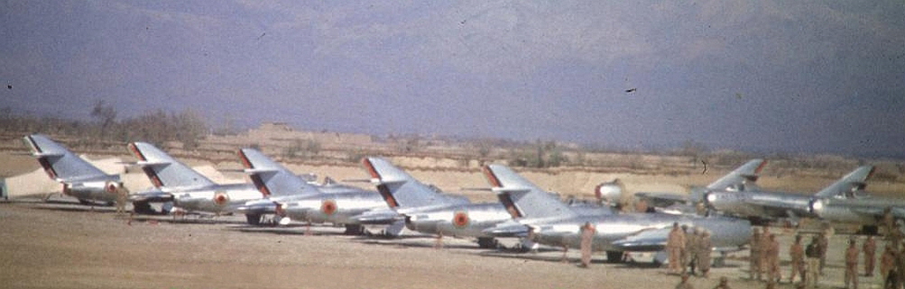 The Royal Afghan Air Forces MiG-17F Fresco-C fighter aircrafts in the 1960. Photo: embitt scan