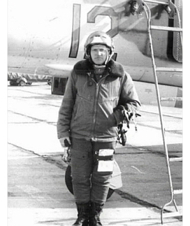 Soviet 715th Training Air regiment's crew and theirs MiG-23MS Flogger-E export fighter aircraft in the seventies at Lugovaya airfiled . (B/N: red 12 and red 11)