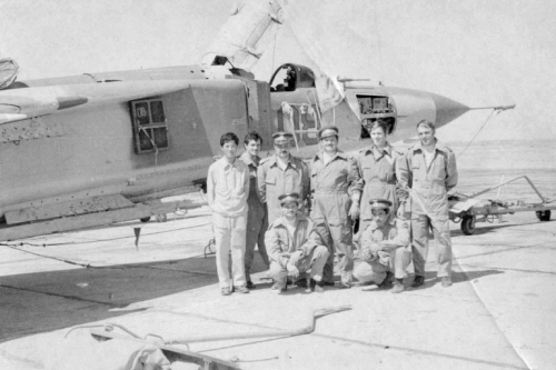 Romanian crew at Lugovaye airfield in front of their MiG-23MS Flogger-E training aircraft in 1978.