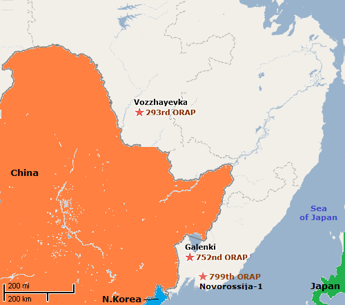 New Soviet reconnaissance aviation units in the Soviet Far East map