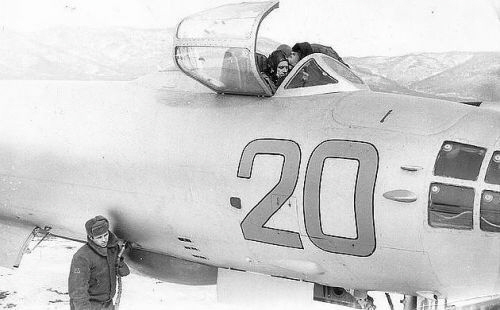 799th Independent Reconnaissance Aviation Regiment in 1967 at Novorossiya-1 Airport IL-28R Beagle