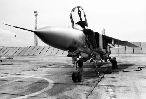 Soviet 404th regiment MiG-23M at Orlovka airport with camouflage