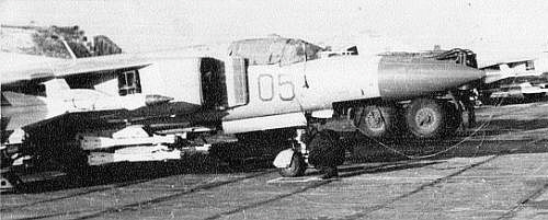 Soviet 404th regiment MiG-23M at Orlovka airport with R-60 Aphid missile. Photo: Vladimir Buyanov collection
